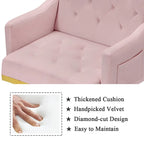 Poltrona Tufted in Velluto Bianco / Nero / Rosa / Verde con Gambe Dorate, Seduta Singola