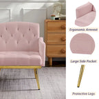 Poltrona Tufted in Velluto Bianco / Nero / Rosa / Verde con Gambe Dorate, Seduta Singola