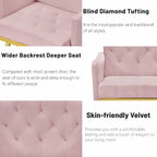 Poltrona Tufted in Velluto Bianco / Nero / Rosa / Verde con Gambe Dorate, Seduta Singola