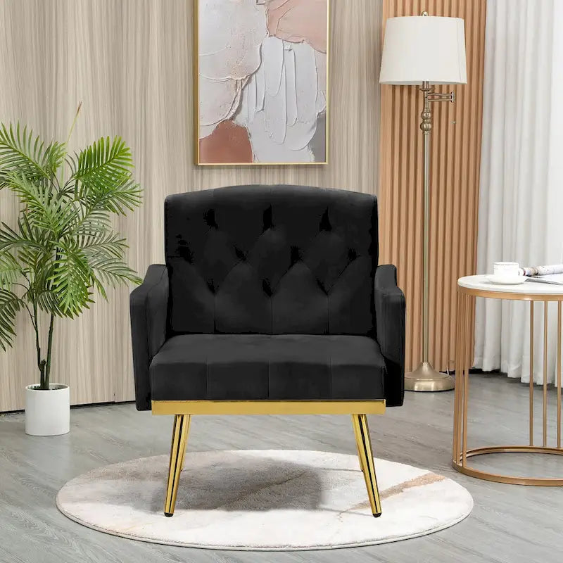 Poltrona Tufted in Velluto Bianco / Nero / Rosa / Verde con Gambe Dorate, Seduta Singola