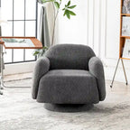 Poltrona girevole accent (a barilotto) in tessuto bouclé Marrone / Bianco / Grigio, 1 posto