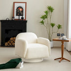 Poltrona girevole accent (a barilotto) in tessuto bouclé Marrone / Bianco / Grigio, 1 posto