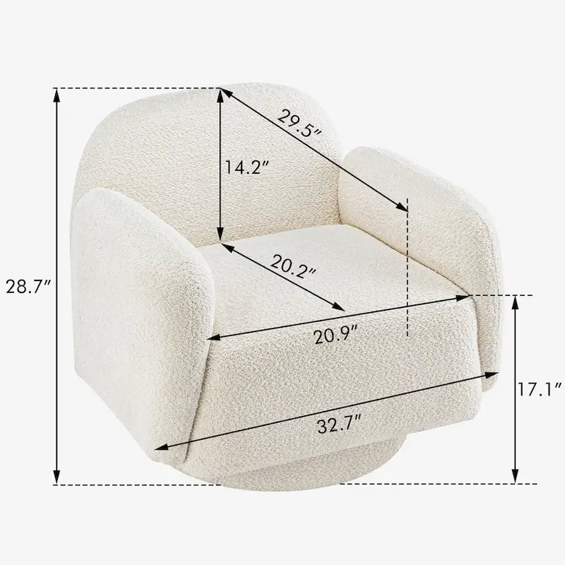 Poltrona girevole accent (a barilotto) in tessuto bouclé Marrone / Bianco / Grigio, 1 posto