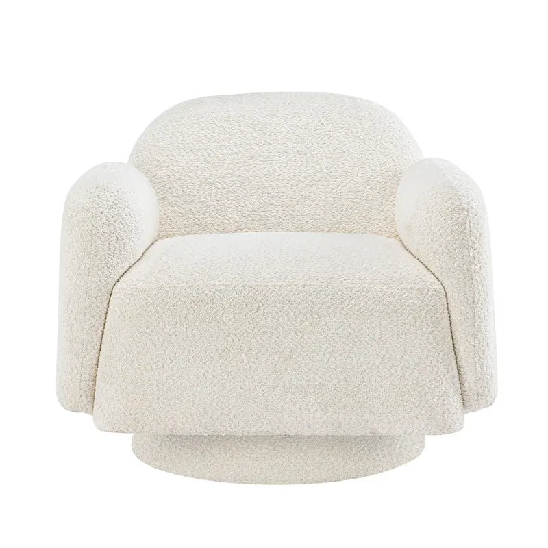 Poltrona girevole accent (a barilotto) in tessuto bouclé Marrone / Bianco / Grigio, 1 posto