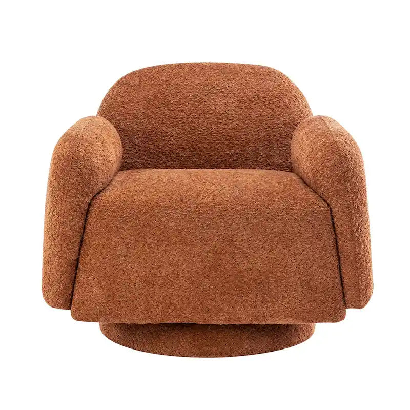 Poltrona girevole accent (a barilotto) in tessuto bouclé Marrone / Bianco / Grigio, 1 posto