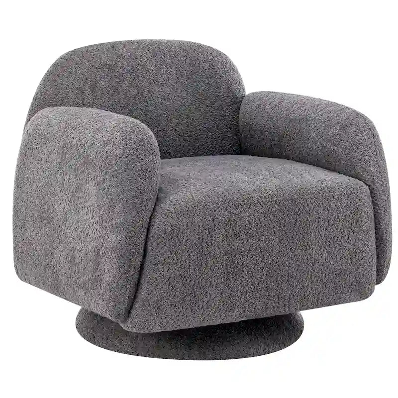 Poltrona girevole accent (a barilotto) in tessuto bouclé Marrone / Bianco / Grigio, 1 posto