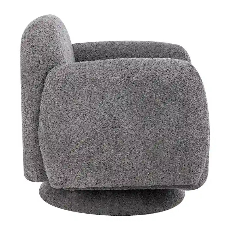Poltrona girevole accent (a barilotto) in tessuto bouclé Marrone / Bianco / Grigio, 1 posto