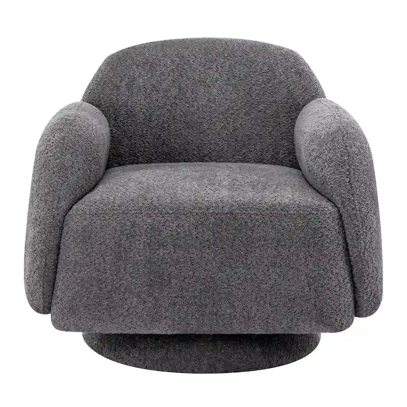 Poltrona girevole accent (a barilotto) in tessuto bouclé Marrone / Bianco / Grigio, 1 posto