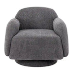 Poltrona girevole accent (a barilotto) in tessuto bouclé Marrone / Bianco / Grigio, 1 posto