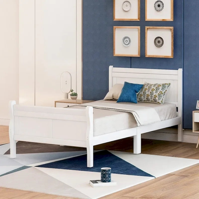 Struttura letto a piattaforma in rovere / bianco / espresso – Singolo, Adatto per 1 persona
