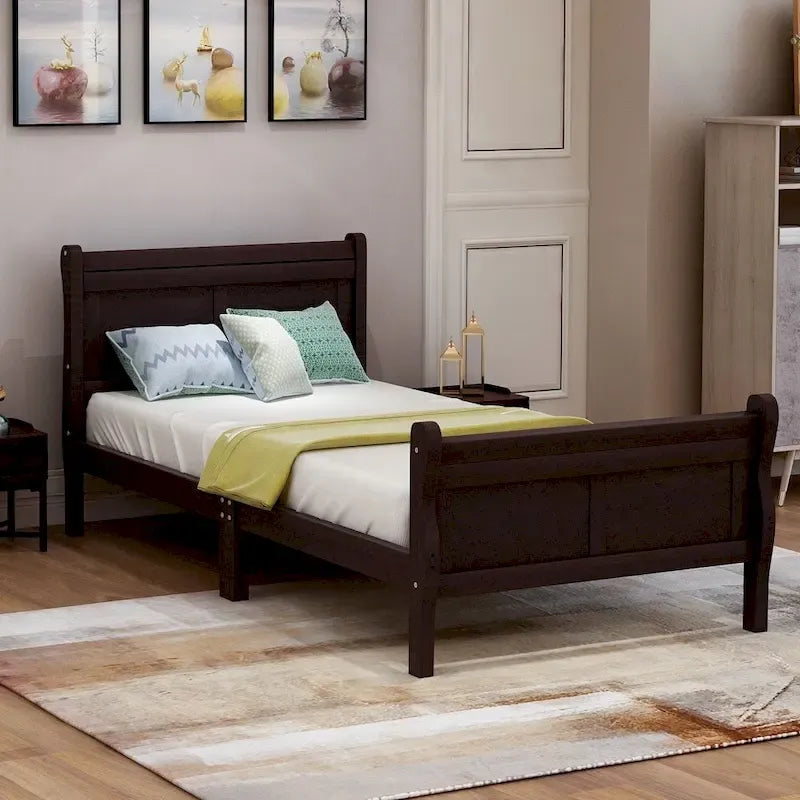 Struttura letto a piattaforma in rovere / bianco / espresso – Singolo, Adatto per 1 persona