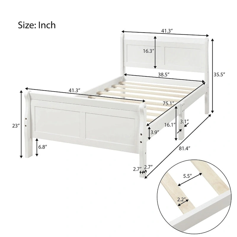 Struttura letto a piattaforma in rovere / bianco / espresso – Singolo, Adatto per 1 persona