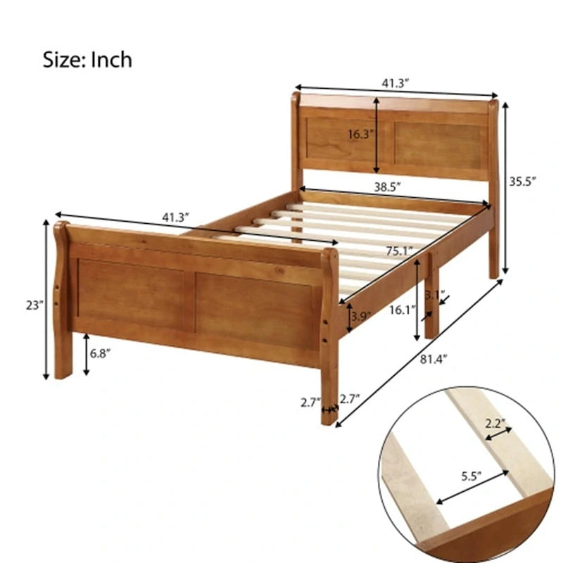 Struttura letto a piattaforma in rovere / bianco / espresso – Singolo, Adatto per 1 persona