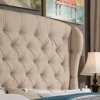 Testiera in tessuto capitonné con alette grigio / beige / blu scuro / antracite – singola e queen