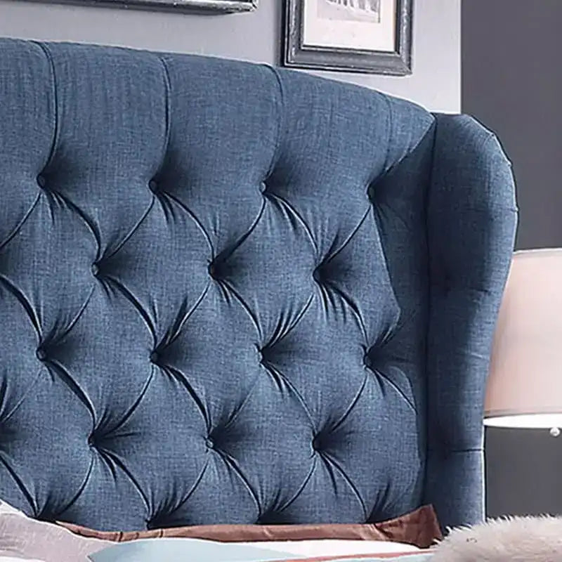 Testiera in tessuto capitonné con alette grigio / beige / blu scuro / antracite – singola e queen