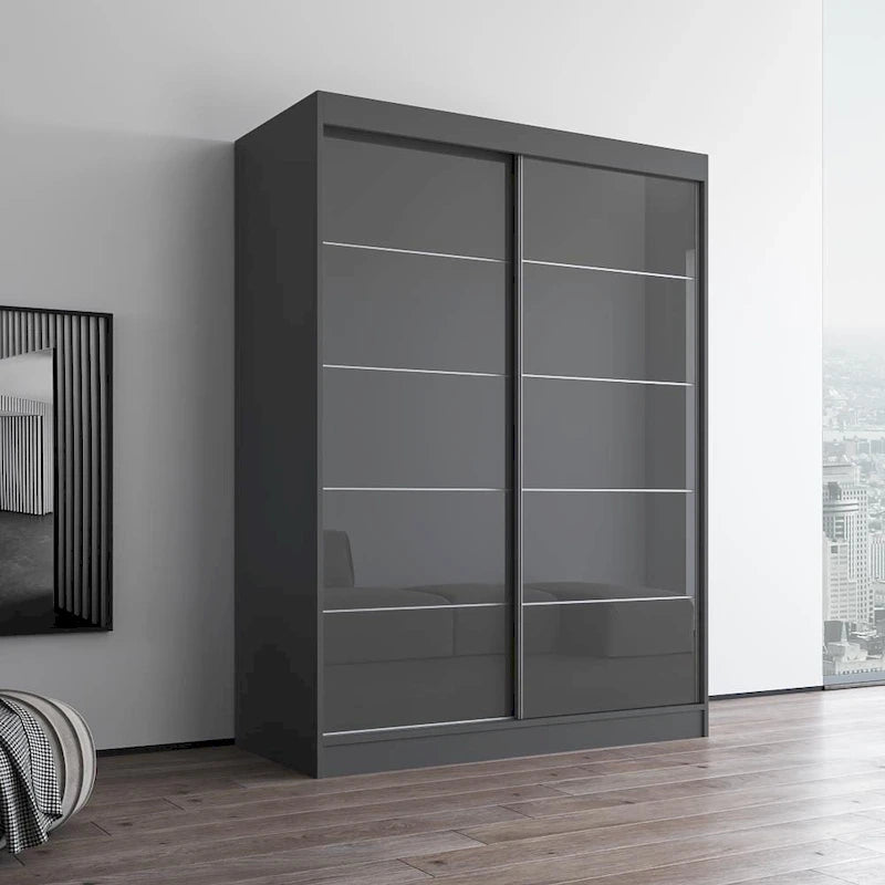 Armadio a 2 ante lucido - Nero / Bianco / Grigio / Wengé, 47 cm o 59 cm