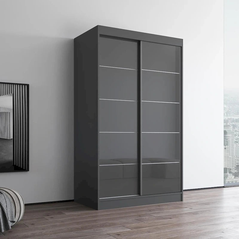 Armadio a 2 ante lucido - Nero / Bianco / Grigio / Wengé, 47 cm o 59 cm