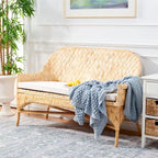 Divanetto/Panca in Rattan Intrecciato Naturale/Bianco, 2 posti, 132 cm (L) x 61 cm (P) x 84 cm (A)