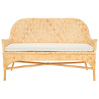 Divanetto/Panca in Rattan Intrecciato Naturale/Bianco, 2 posti, 132 cm (L) x 61 cm (P) x 84 cm (A)