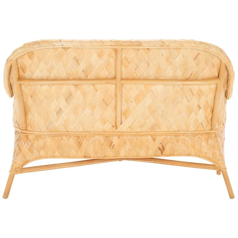 Divanetto/Panca in Rattan Intrecciato Naturale/Bianco, 2 posti, 132 cm (L) x 61 cm (P) x 84 cm (A)