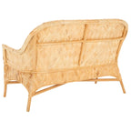 Divanetto/Panca in Rattan Intrecciato Naturale/Bianco, 2 posti, 132 cm (L) x 61 cm (P) x 84 cm (A)