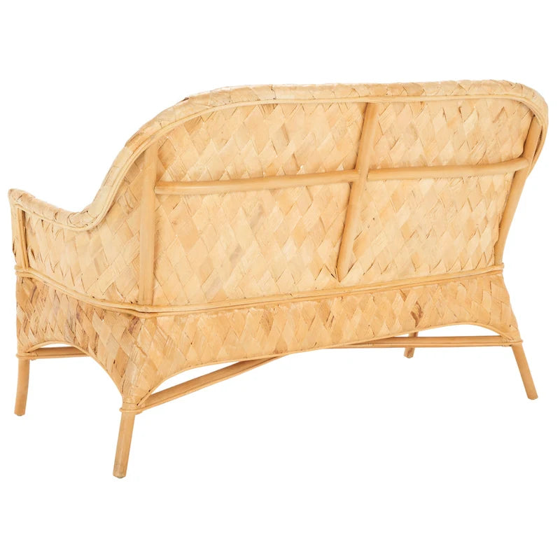Divanetto/Panca in Rattan Intrecciato Naturale/Bianco, 2 posti, 132 cm (L) x 61 cm (P) x 84 cm (A)