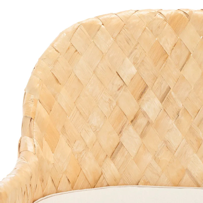 Divanetto/Panca in Rattan Intrecciato Naturale/Bianco, 2 posti, 132 cm (L) x 61 cm (P) x 84 cm (A)