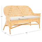 Divanetto/Panca in Rattan Intrecciato Naturale/Bianco, 2 posti, 132 cm (L) x 61 cm (P) x 84 cm (A)