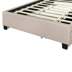 Letto imbottito a piattaforma Full Size con rotelle e 2 cassetti, lino beige, per 2 persone