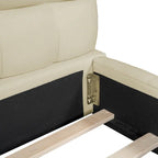 Letto imbottito a piattaforma, in lino beige, matrimoniale, 2 posti letto