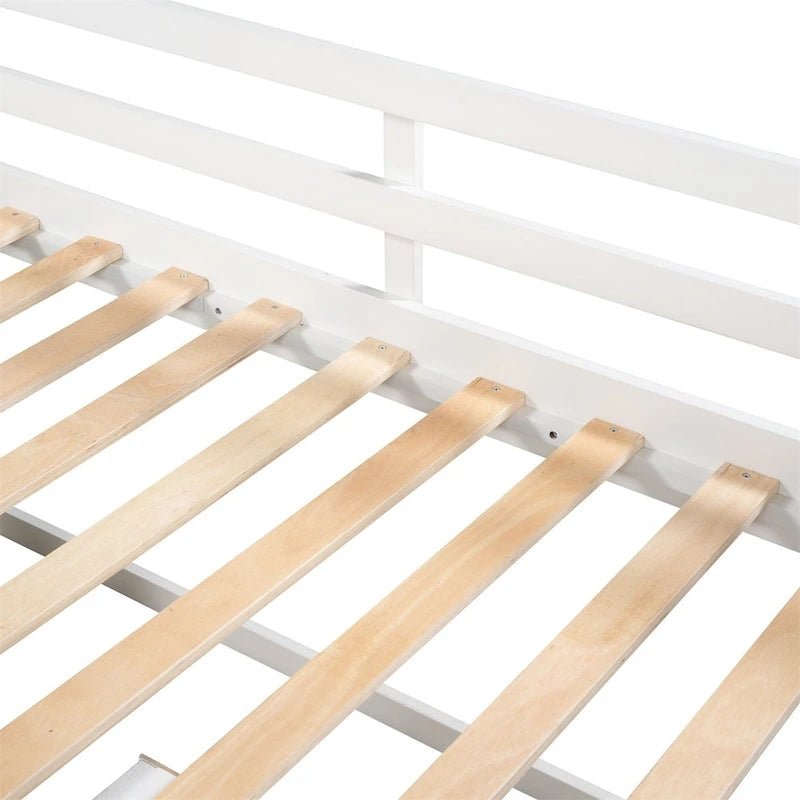 Letto a soppalco singolo antico grigio / espresso / bianco antico con 2 mensole e 2 cassetti - 1 persona
