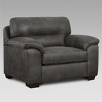 Poltrona grigia con braccioli e topper, con pouf, 1 posto