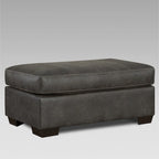 Poltrona grigia con braccioli e topper, con pouf, 1 posto