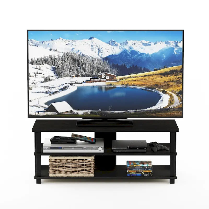Mobile TV moderno a 3 ripiani in legno grigio/espresso per TV fino a 50"