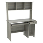 Scrivania da computer Smoke Oak con alzata, stile tradizionale, monoposto