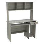 Scrivania da computer Smoke Oak con alzata, stile tradizionale, monoposto