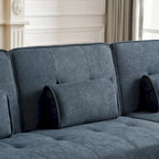 Divano 2 Posti con Braccioli Quadrati in Velluto Trapuntato Beige con Cuscini – Disponibile in 4 Colori