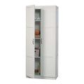 White Wardrobe Storage Cabinet with 4 Shelves and Panel Doors - 16D x 30W x 71H