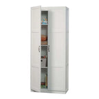 White Wardrobe Storage Cabinet with 4 Shelves and Panel Doors - 16D x 30W x 71H