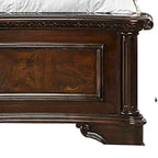 Struttura letto king marrone con testiera intagliata, singolo