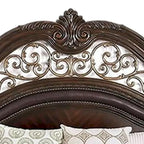 Struttura letto king marrone con testiera intagliata, singolo
