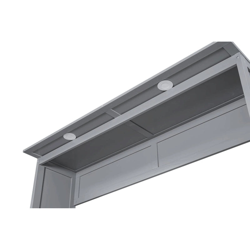 Letto a scomparsa matrimoniale bianco/grigio con mensole e luci a LED, 1 persona