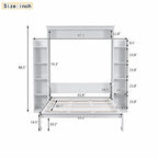 Letto a scomparsa matrimoniale bianco/grigio con mensole e luci a LED, 1 persona