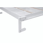 Letto a scomparsa matrimoniale bianco/grigio con mensole e luci a LED, 1 persona