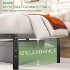 Struttura Letto in Metallo Nero, Nessuna Rete a Molle Necessaria, 14" di Spazio Contenitore Sotto il Letto, Singolo/Piazza e Mezza/Matrimoniale/King Size