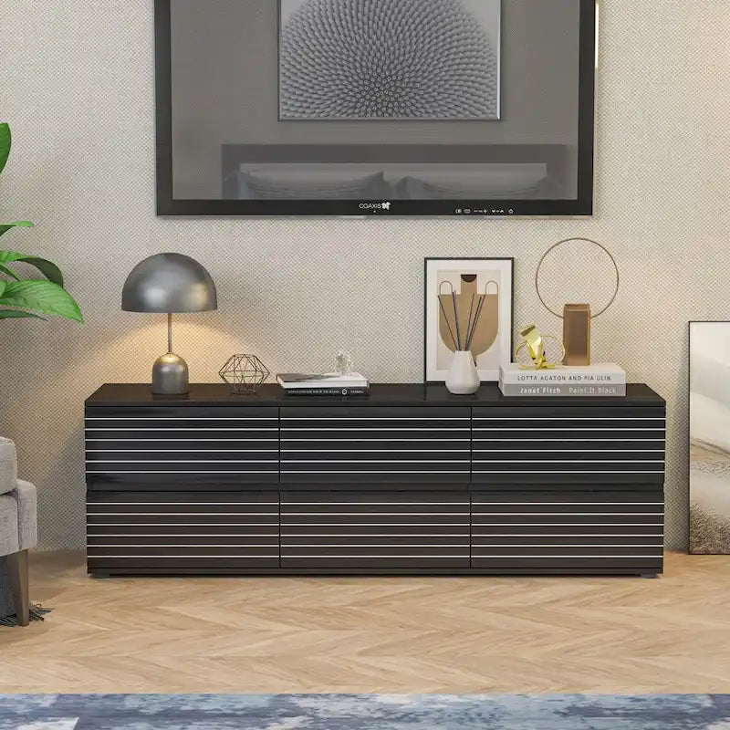63 Multipurpose 6-Drawer Dresser and Television Stand Enertainment