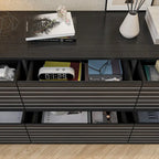 Cassettiera bassa e porta TV 6 cassetti bianca e nera, 160 cm L