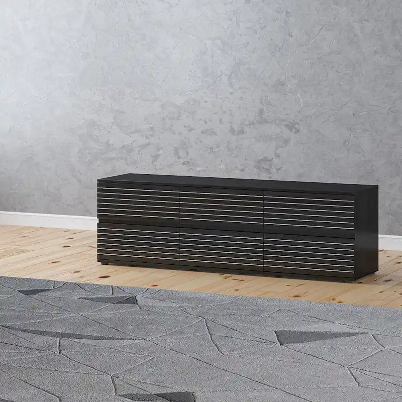 Cassettiera bassa e porta TV 6 cassetti bianca e nera, 160 cm L