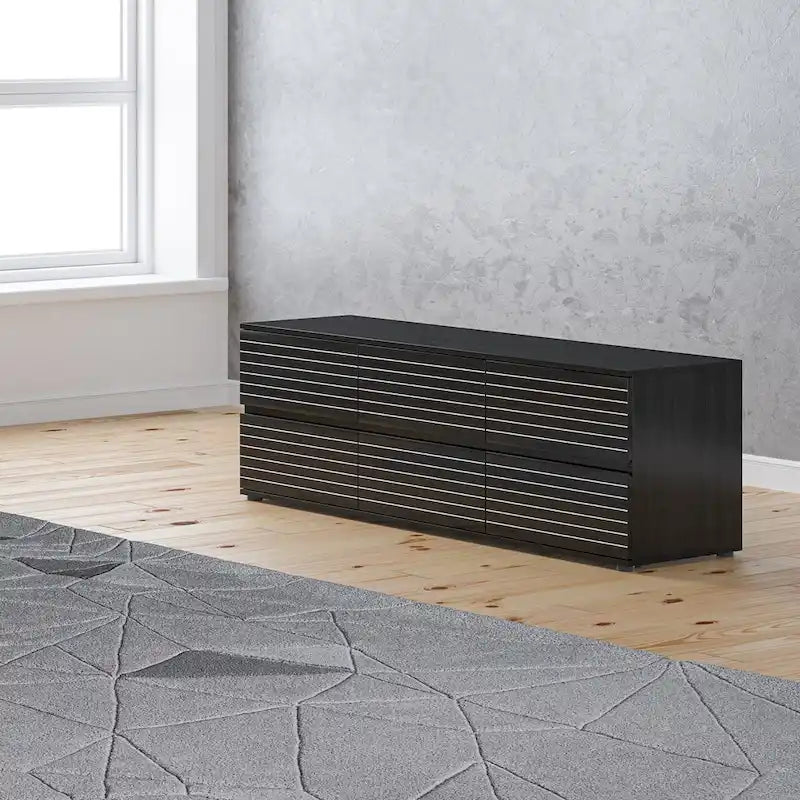 Cassettiera bassa e porta TV 6 cassetti bianca e nera, 160 cm L