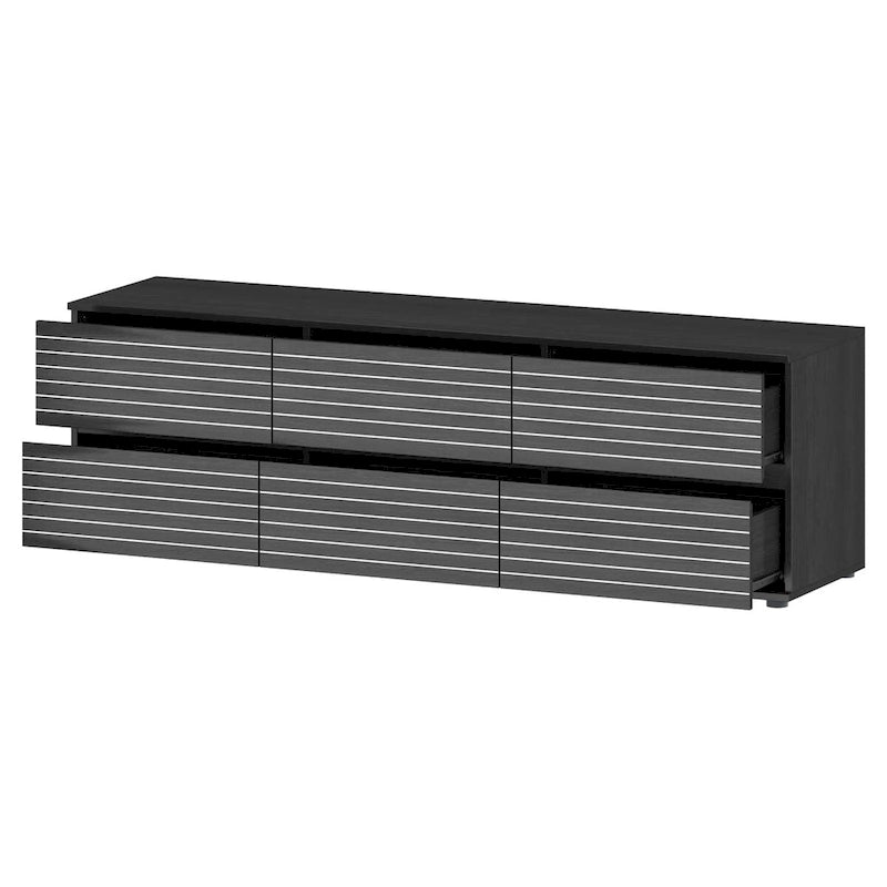 Cassettiera bassa e porta TV 6 cassetti bianca e nera, 160 cm L